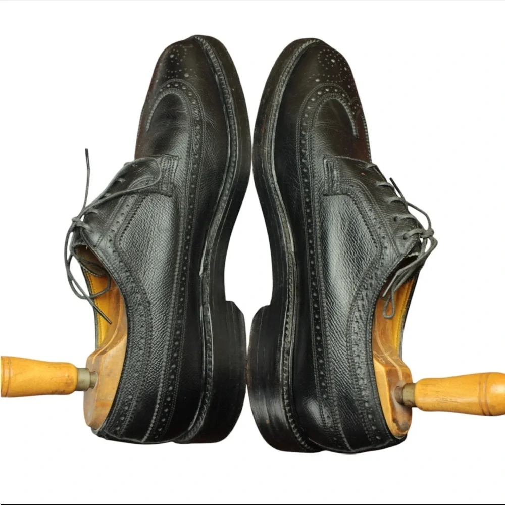 Florsheim Imperial Shell Cordovan 5 Nail Wingtips Brogue Mens 8 D Black Leather